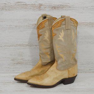 Dan Post Tan Leather Suede Cowboy Boots Size 7M